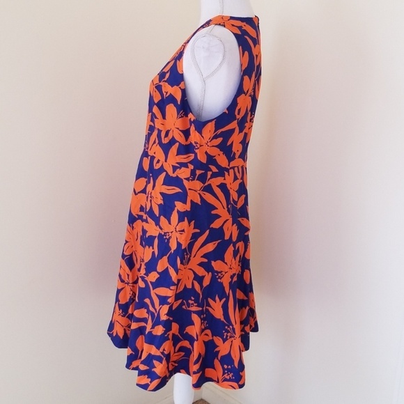 NWT! J. CREW Blue with Orange Printed Size 12 Dress - Picture 2 of 8
